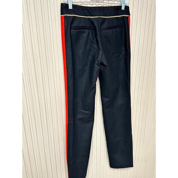 Paco Rabanne Military Pants Virgin Wool Black Red Trim Size US 2 / FR 34 - Picture 12 of 16